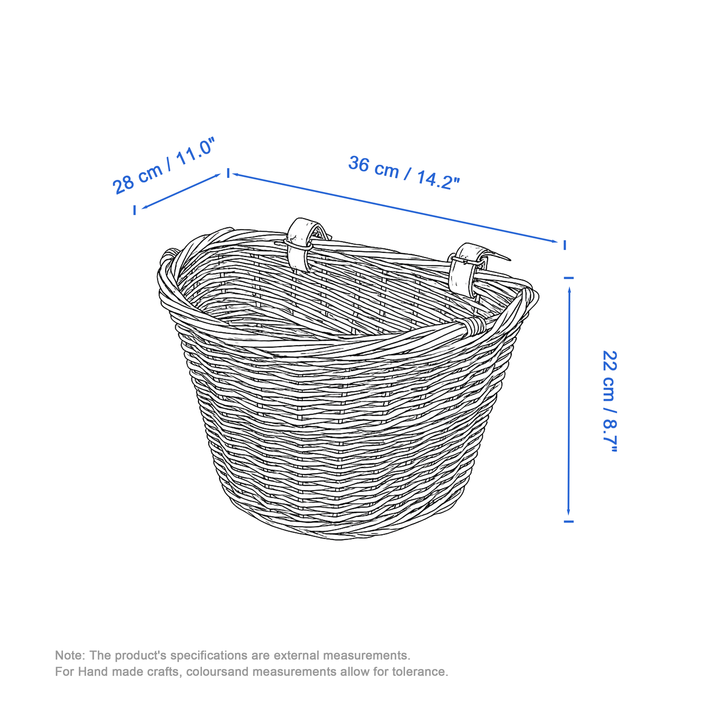 Steamed Wicker Bike Basket - Double Steamed / Light Steamed