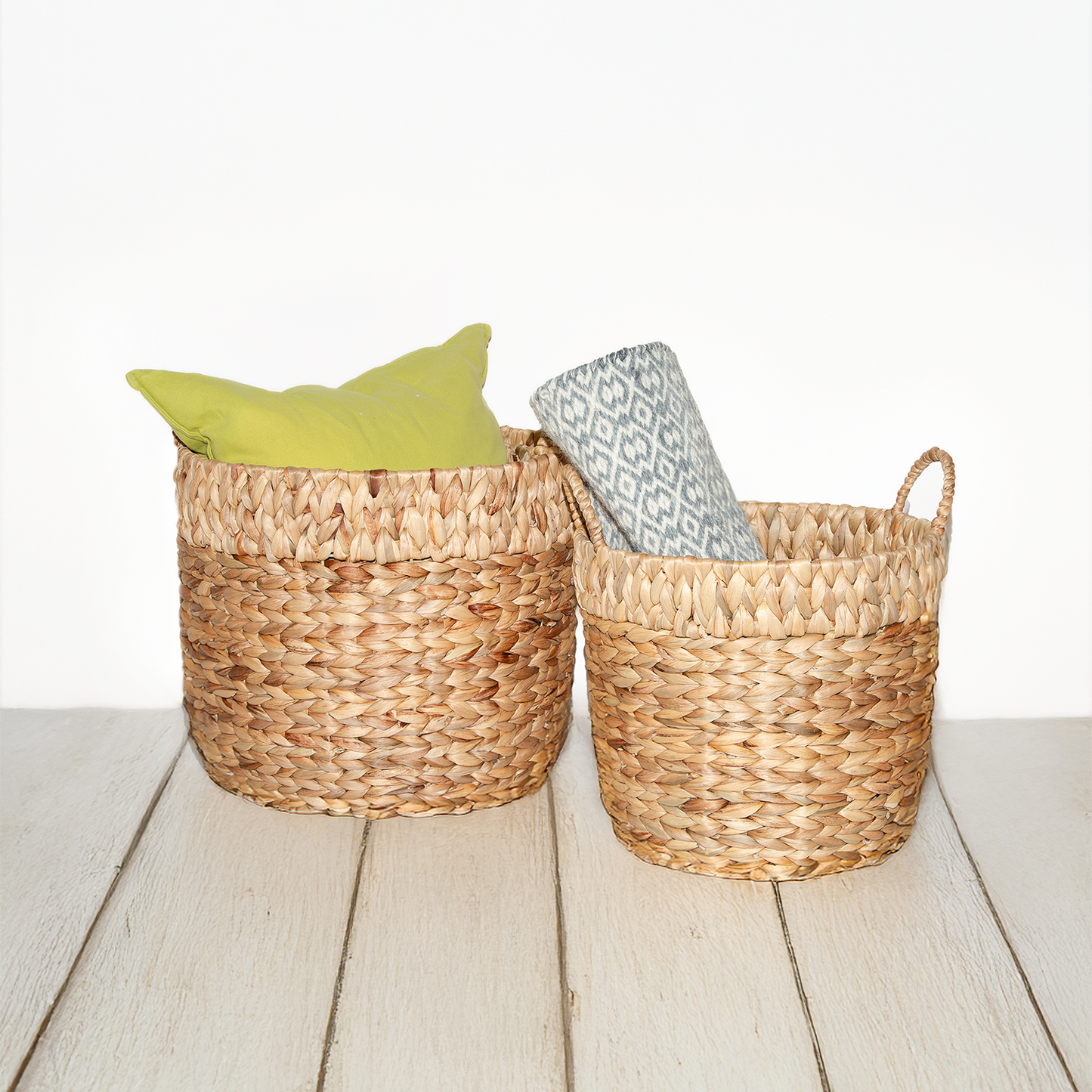 Water Hyacinth Round Storage Wash Basket - 3 Sizes