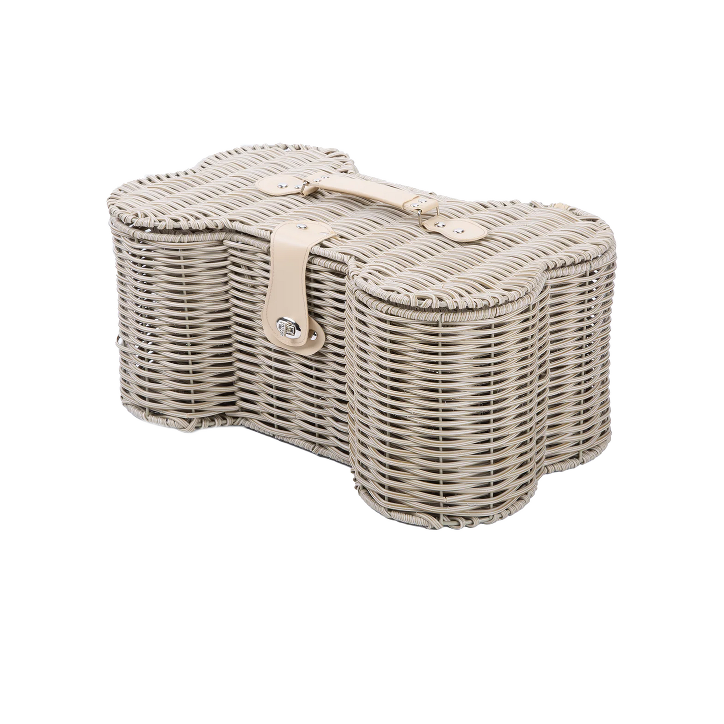 Ivory Faux Wicker Bone-Shaped Hamper Basket - 2 Sizes