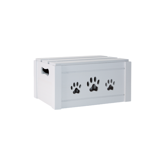 Grey Wooden Dog Toy Storage Box with Lid - 3 Sizes