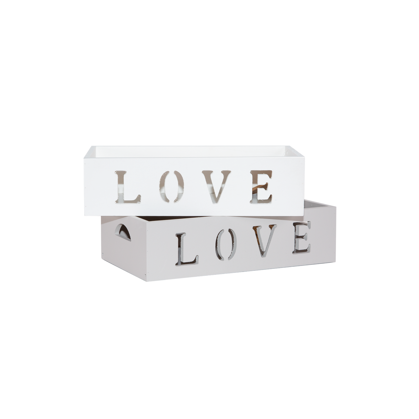 LOVE Featured Wooden Crate Display Tray - Grey / White