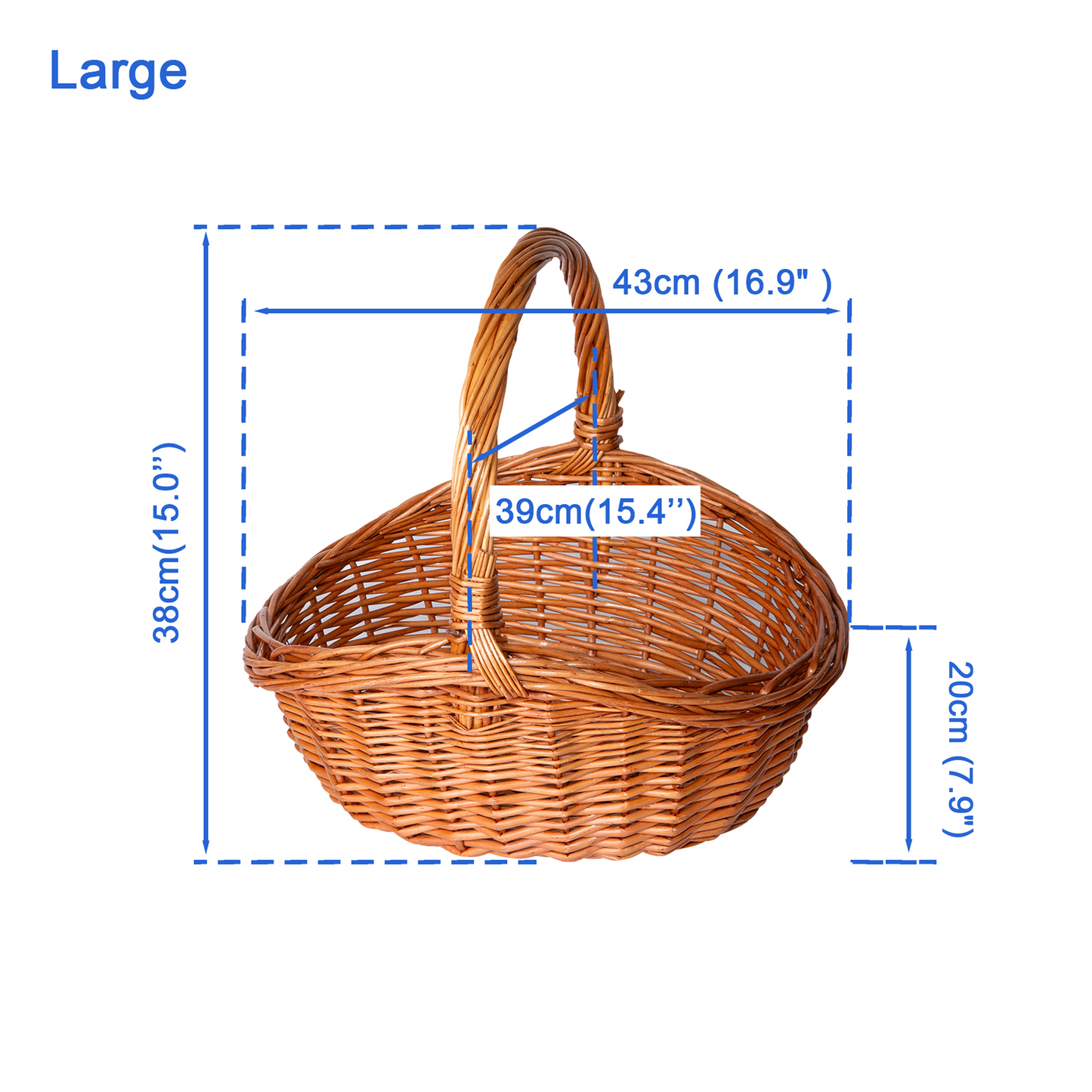 Light Steamed Oval Wicker Shopper Basket - 2 Sizes