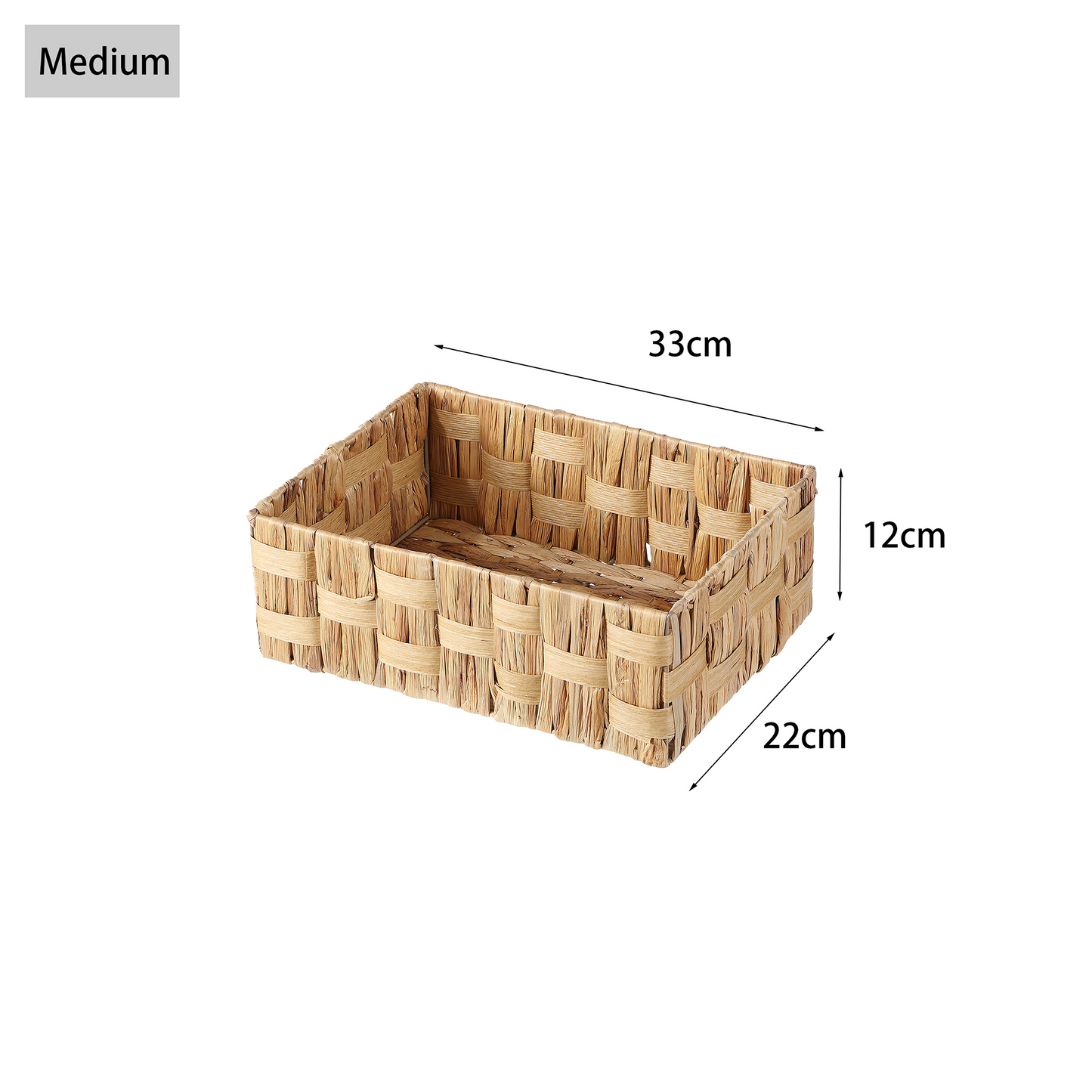 Water Hyacinth Basket with Checkered Weave - 3 Sizes