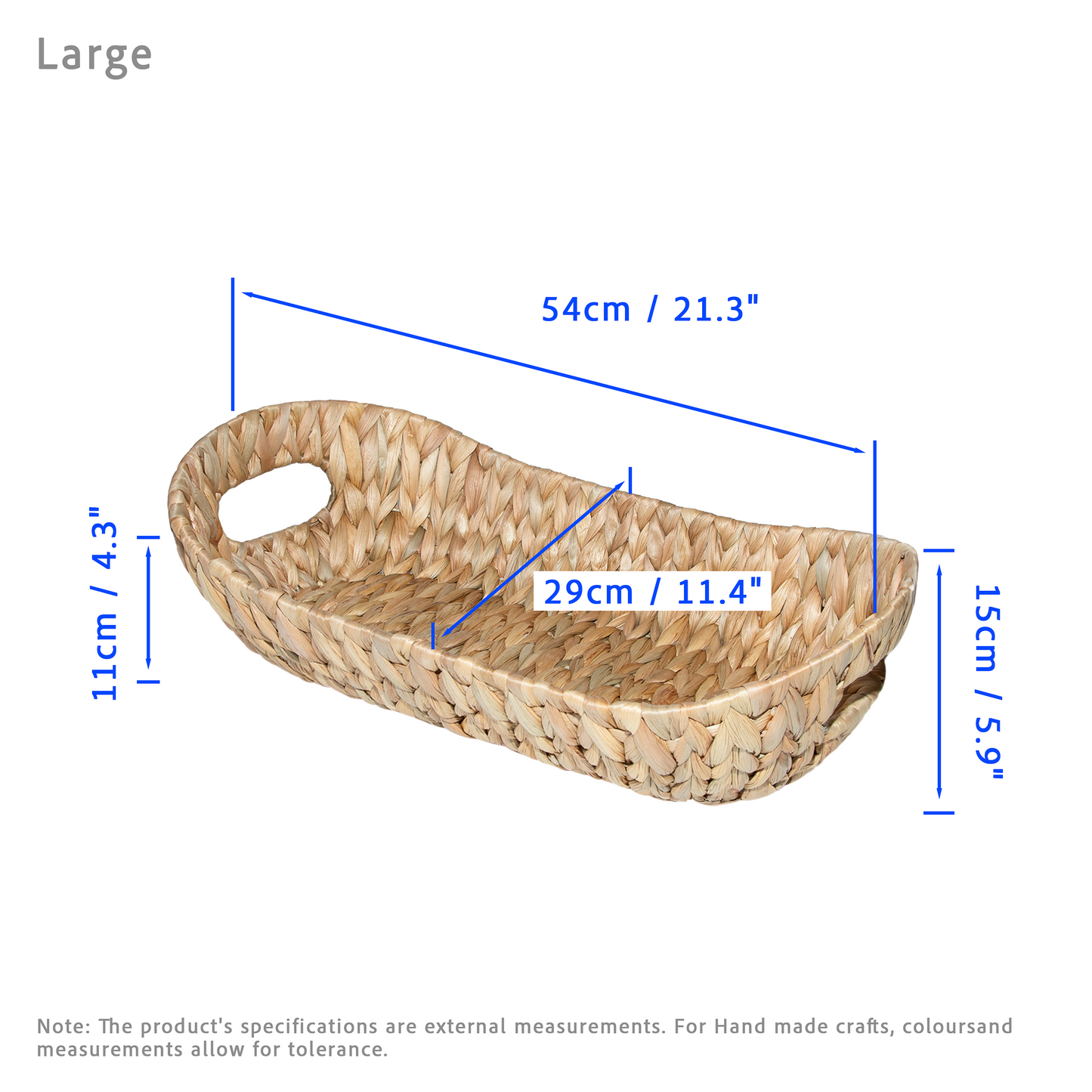 Water Hyacinth Narrow Oval Basket Tray - 3 Sizes