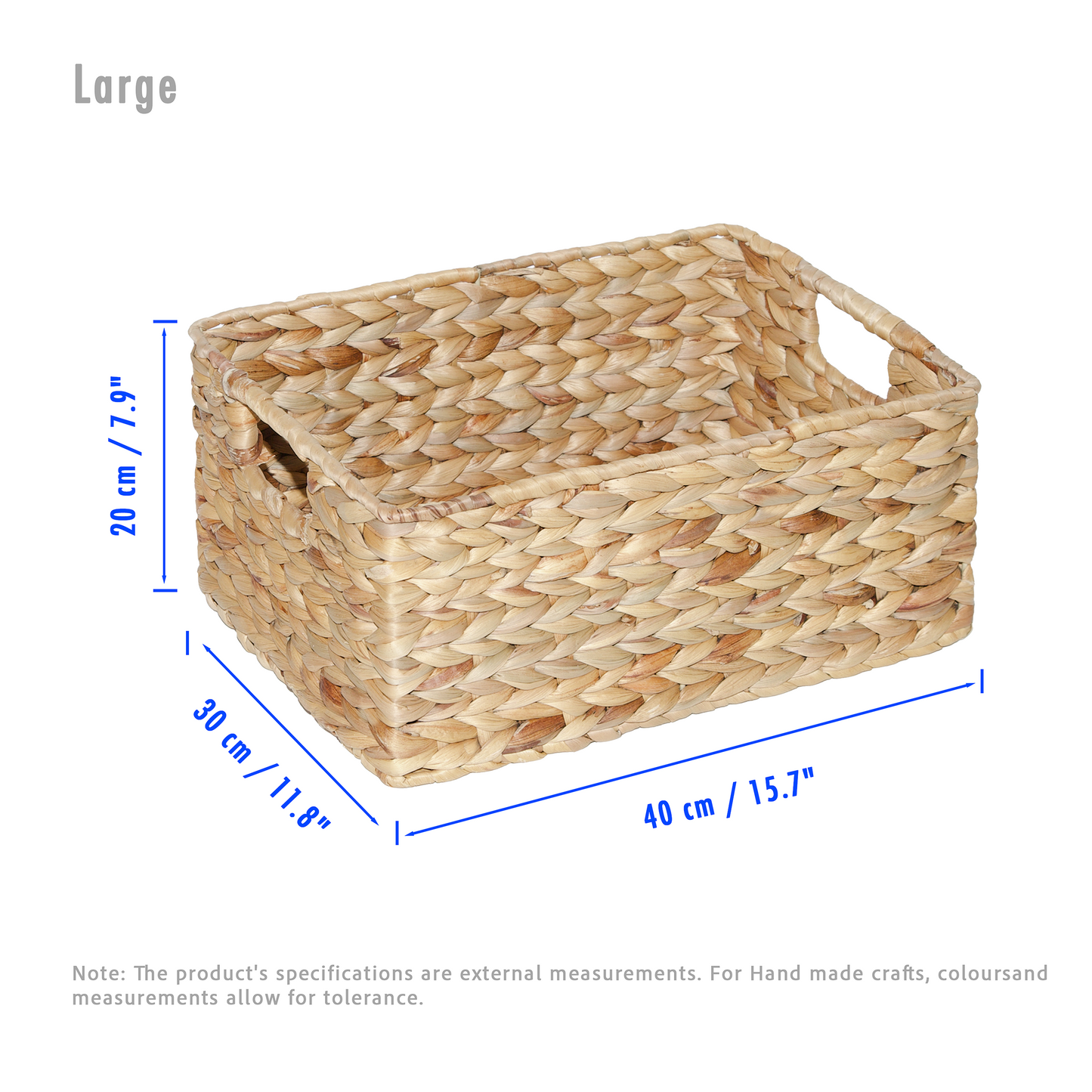 Water Hyacinth Rectangular Storage Basket - 3 Sizes