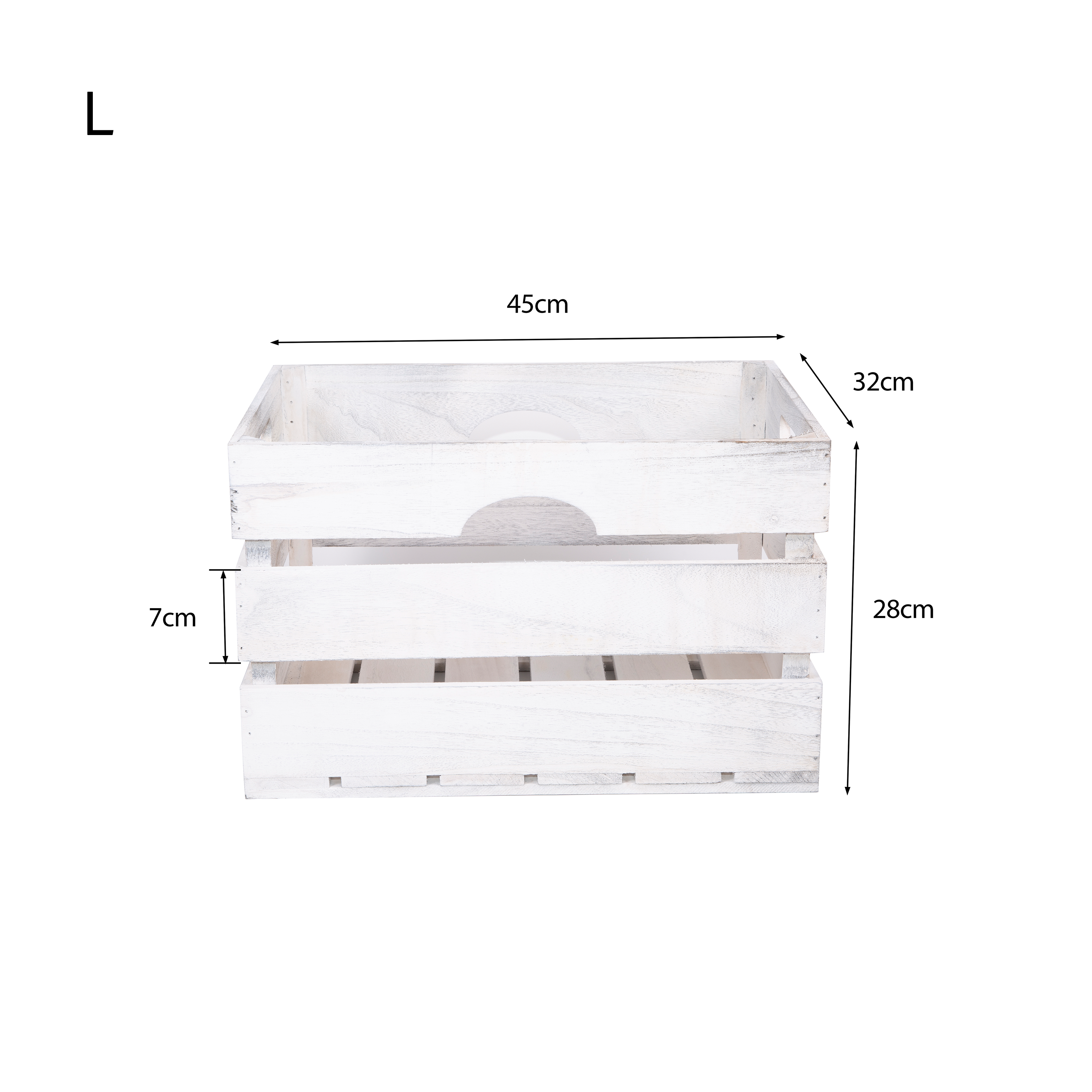 White Wash Wooden Storage Crate - 3 Sizes