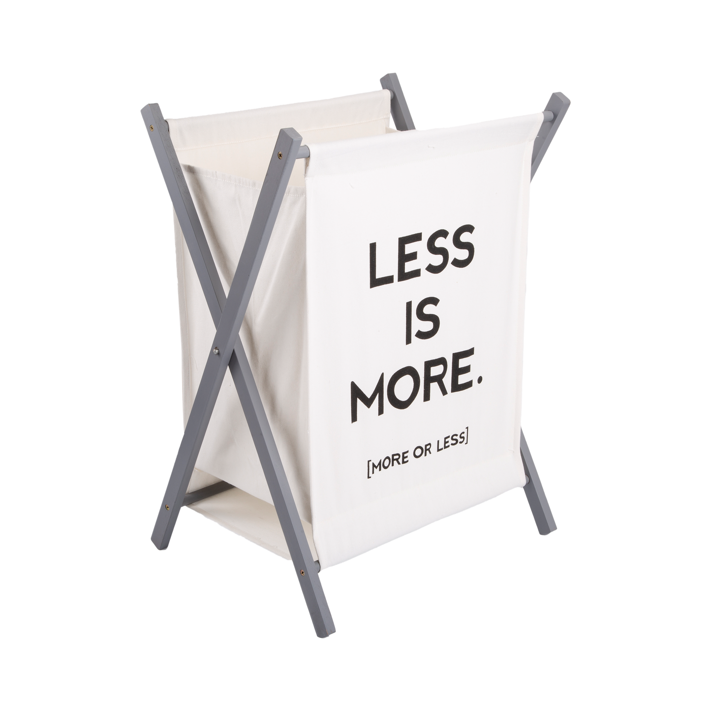 Large Collapsible Minimalism Cotton Laundry Bag - Grey / Natural
