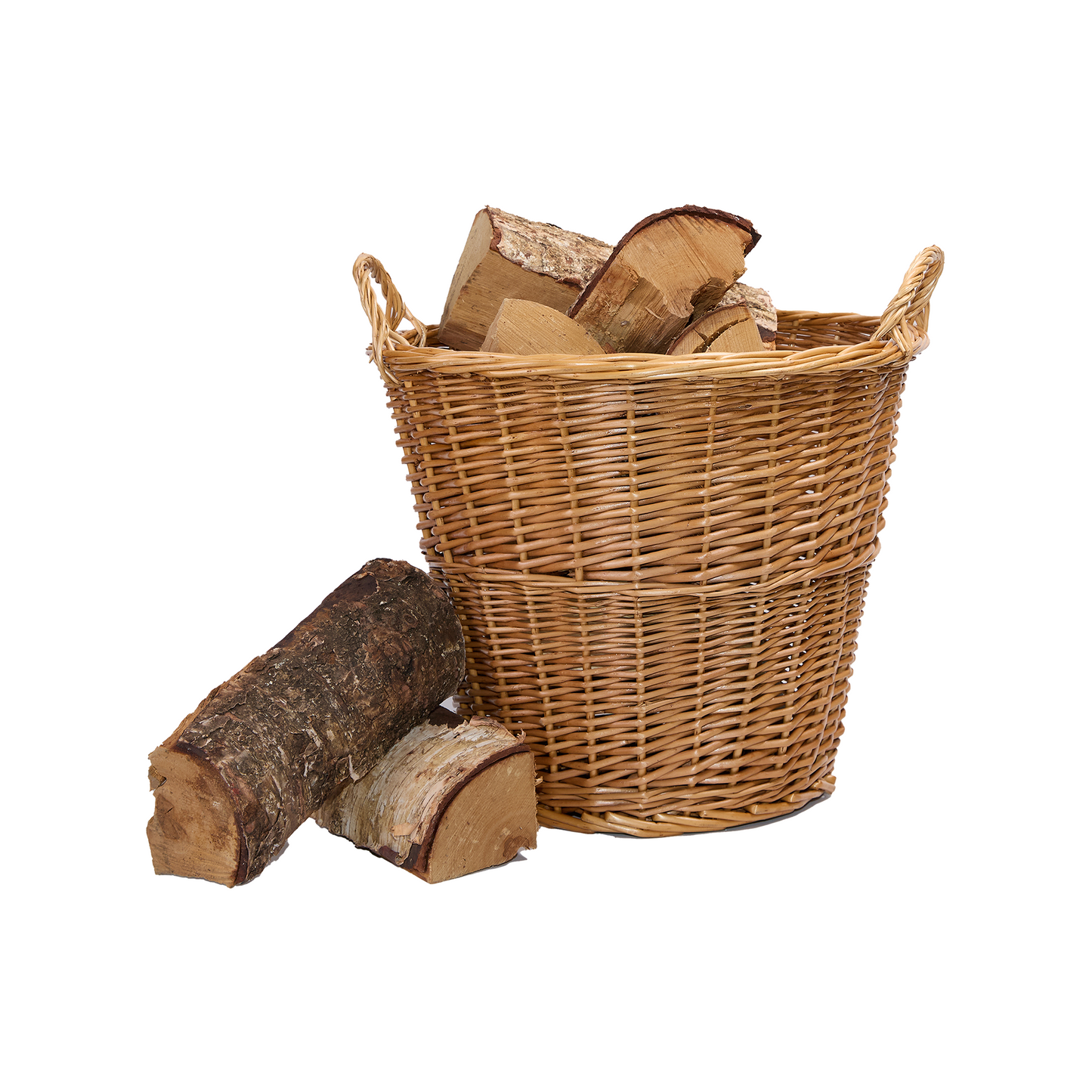 Light Steamed Round Wicker Log Basket