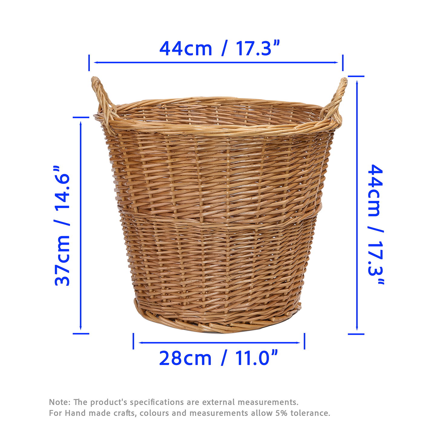 Light Steamed Round Wicker Log Basket