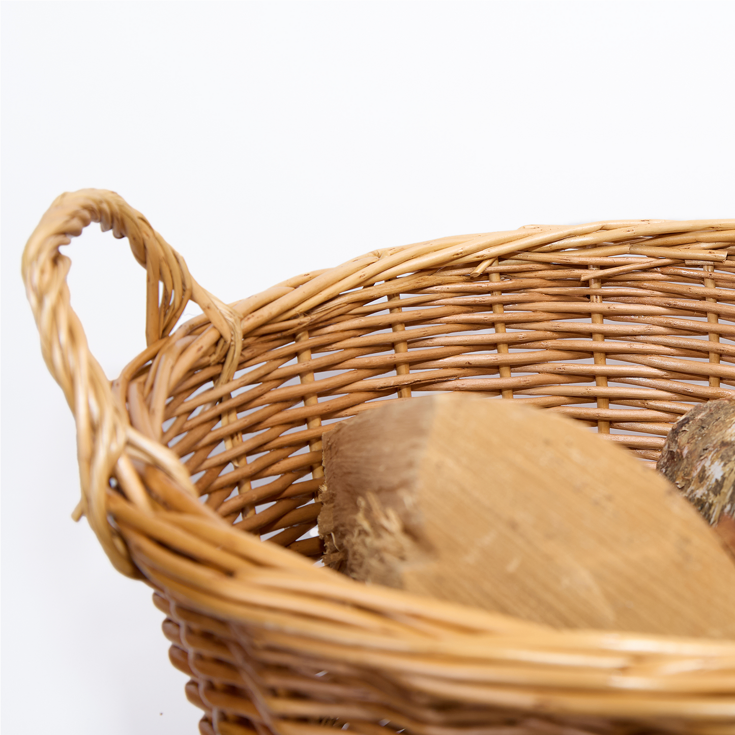 Light Steamed Round Wicker Log Basket