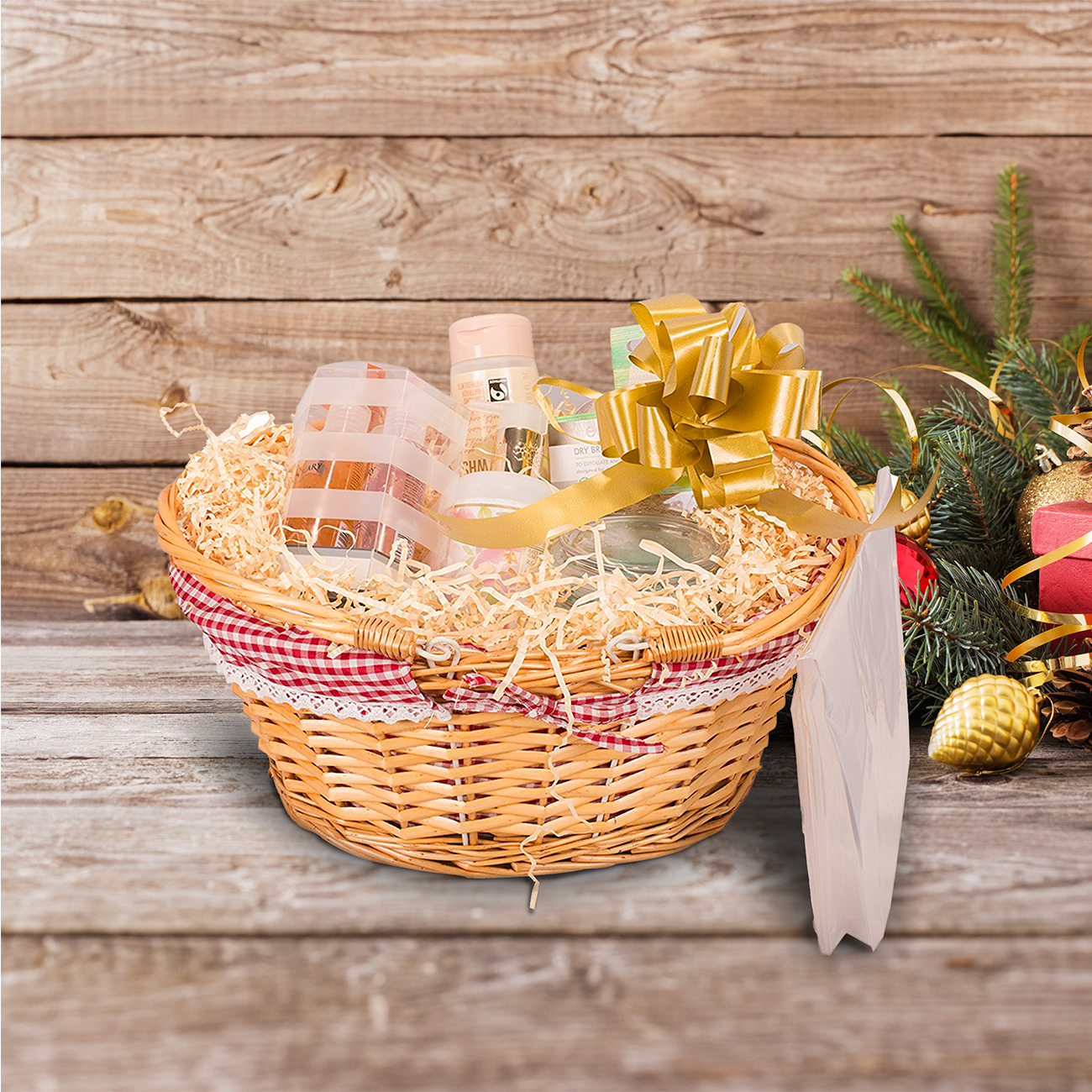 Light Steamed Swing Handled Wicker Shopper Basket with Lining - 2 Sizes