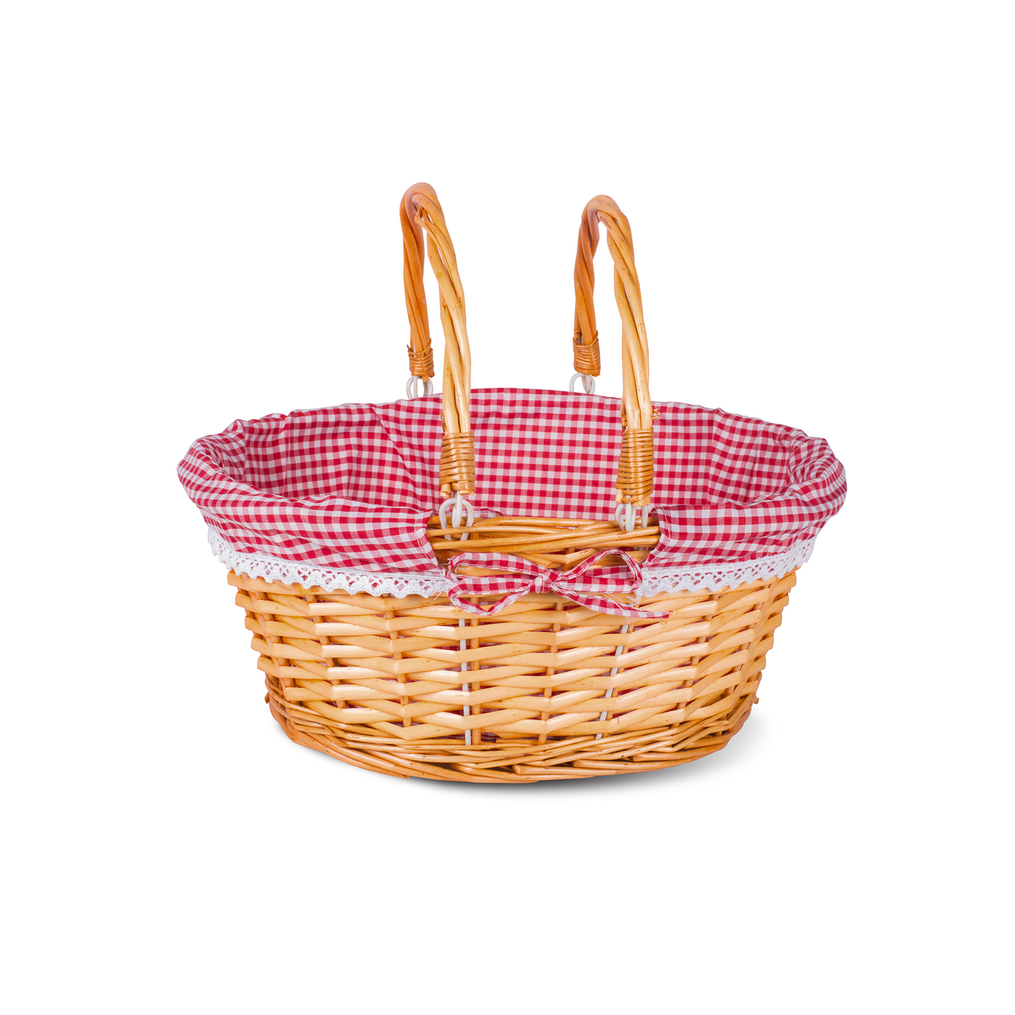 Light Steamed Swing Handled Wicker Shopper Basket with Lining - 2 Sizes