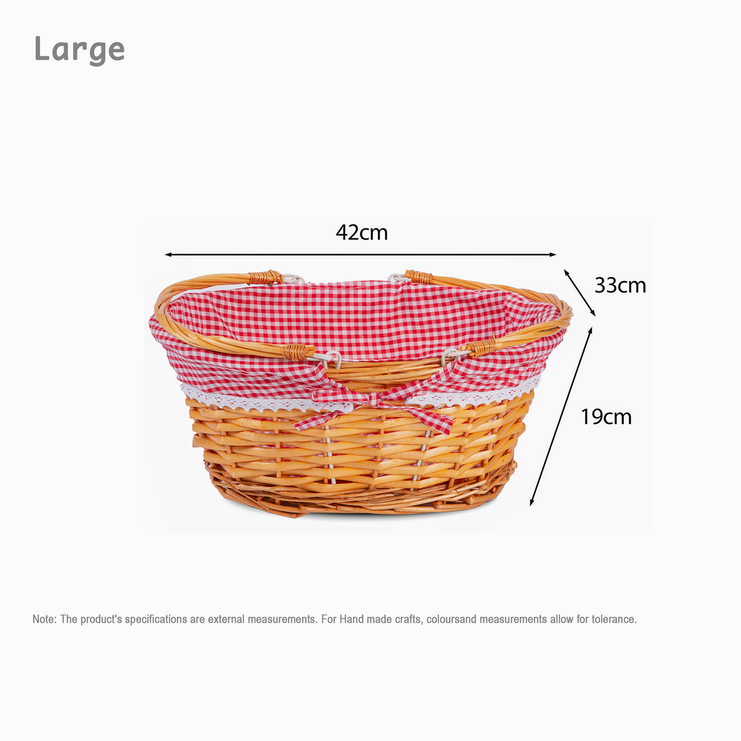 Light Steamed Swing Handled Wicker Shopper Basket with Lining - 2 Sizes
