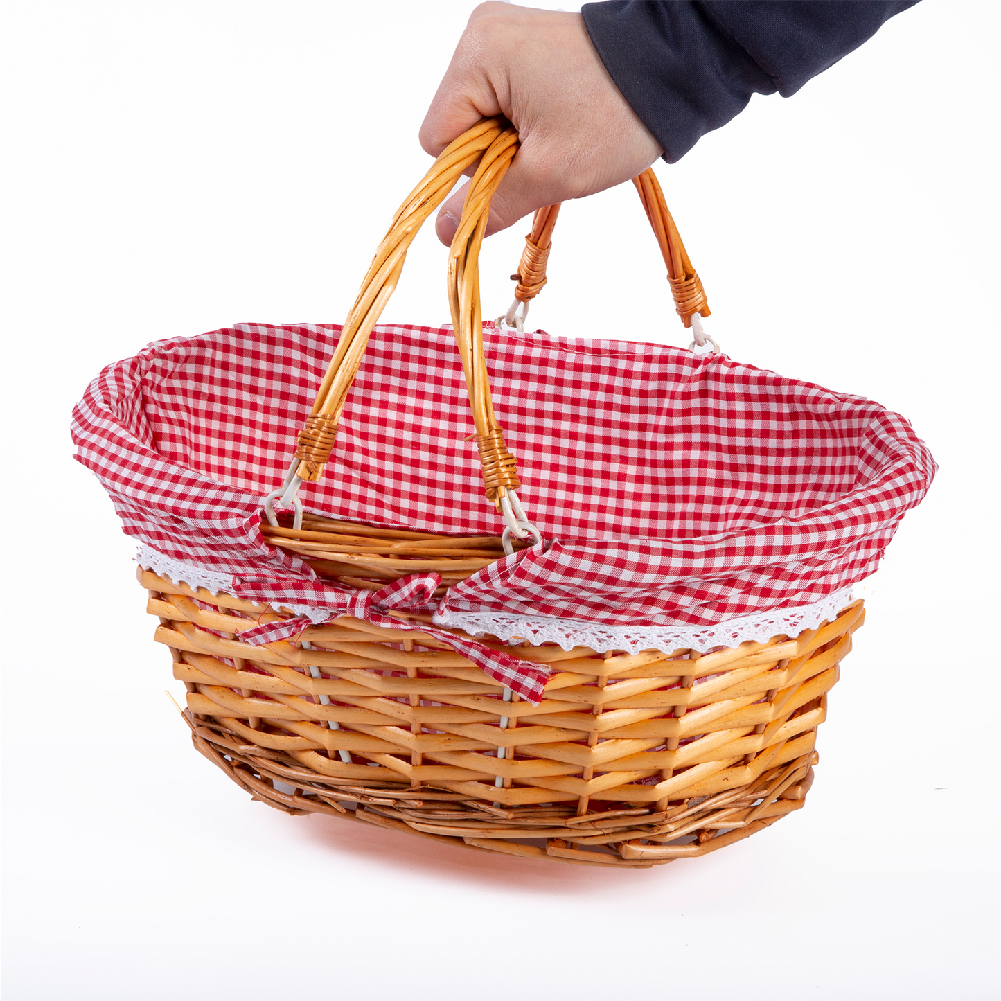 Light Steamed Swing Handled Wicker Shopper Basket with Lining - 2 Sizes
