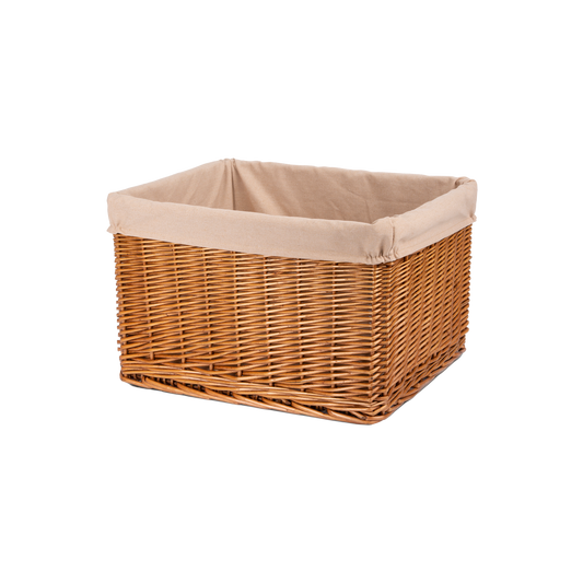 Light Steamed Wicker Storage Basket with Lining - 3 Sizes