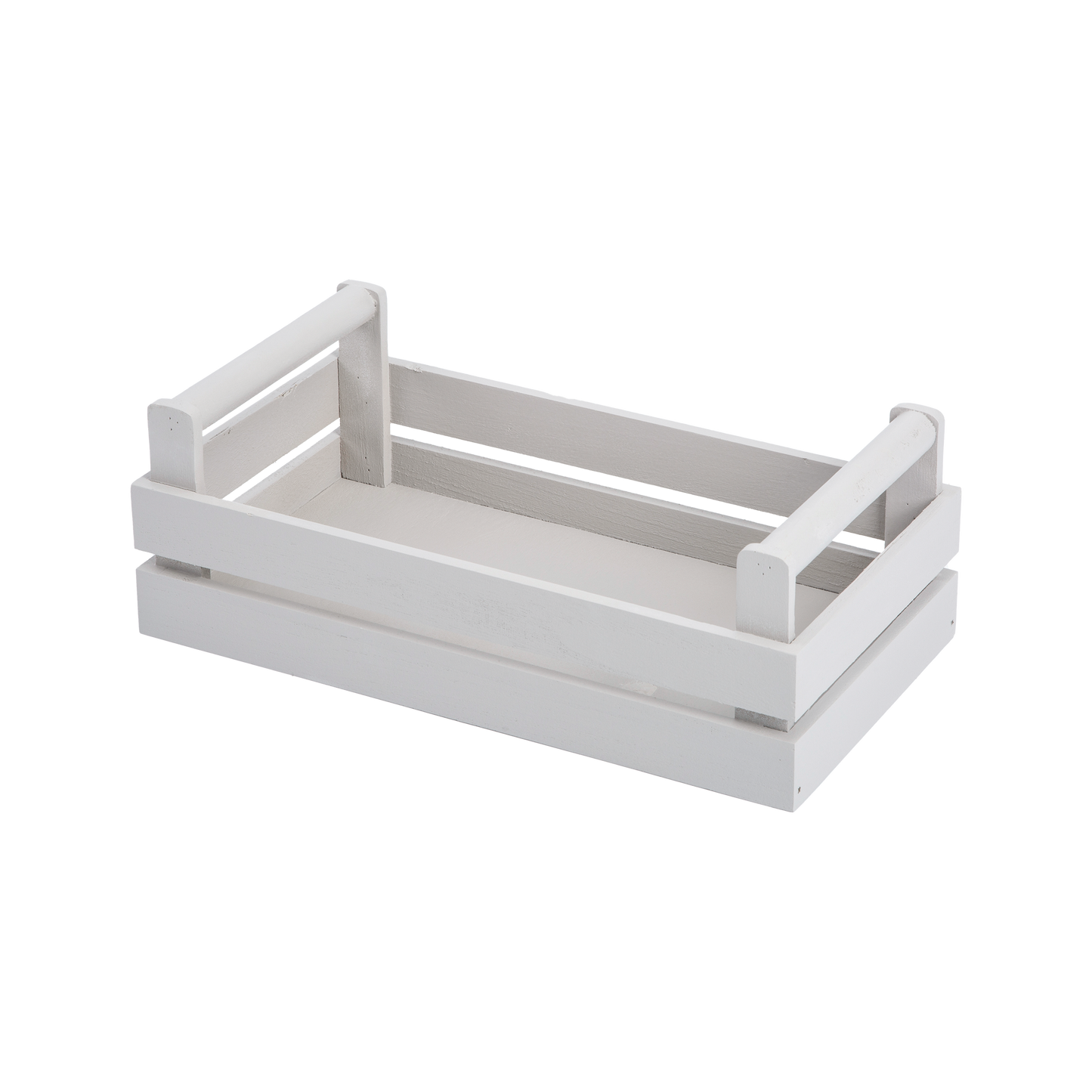 Light Grey Wooden Crate Display Trough with High Handles