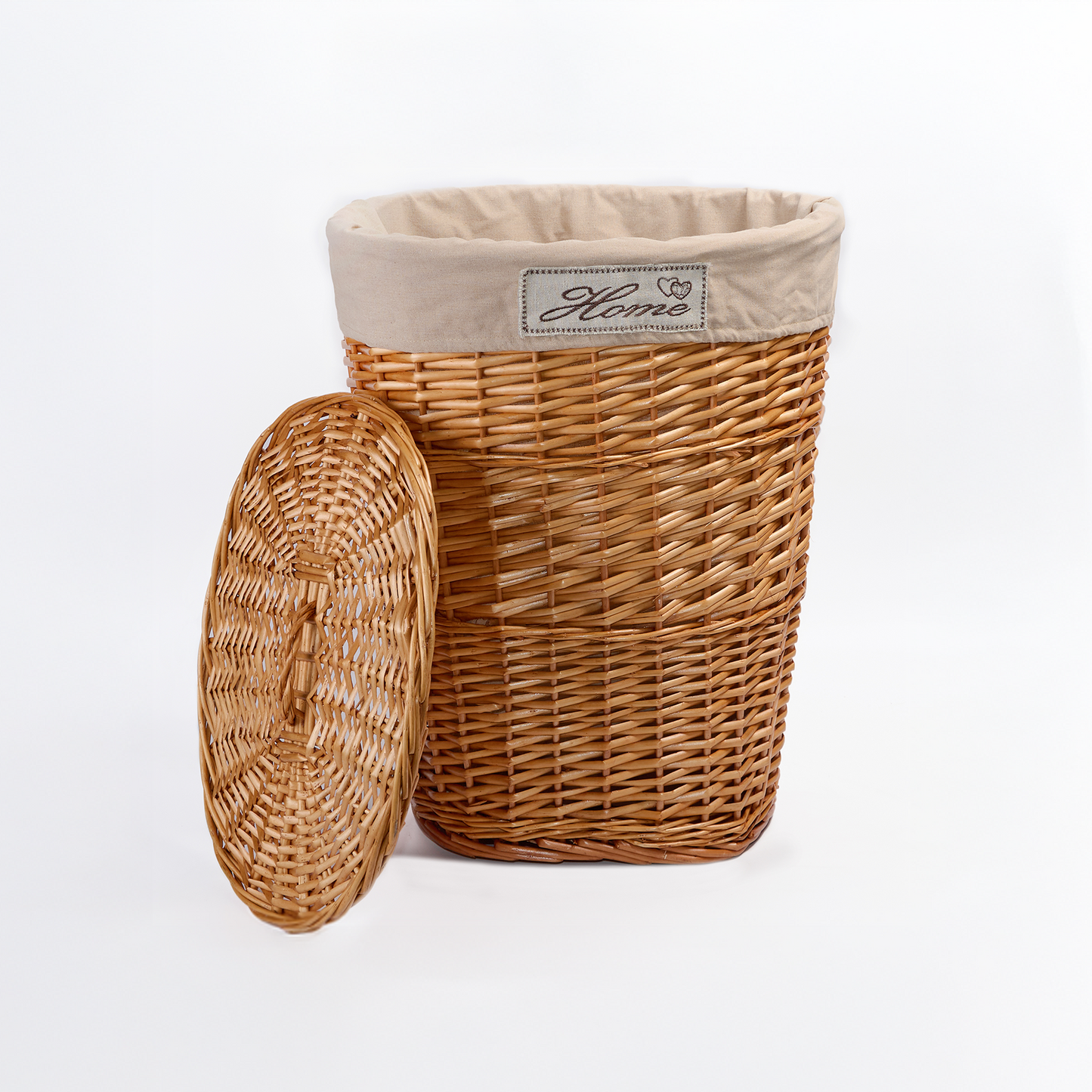 Light Steamed Oval Wicker Laundry Basket with Lining