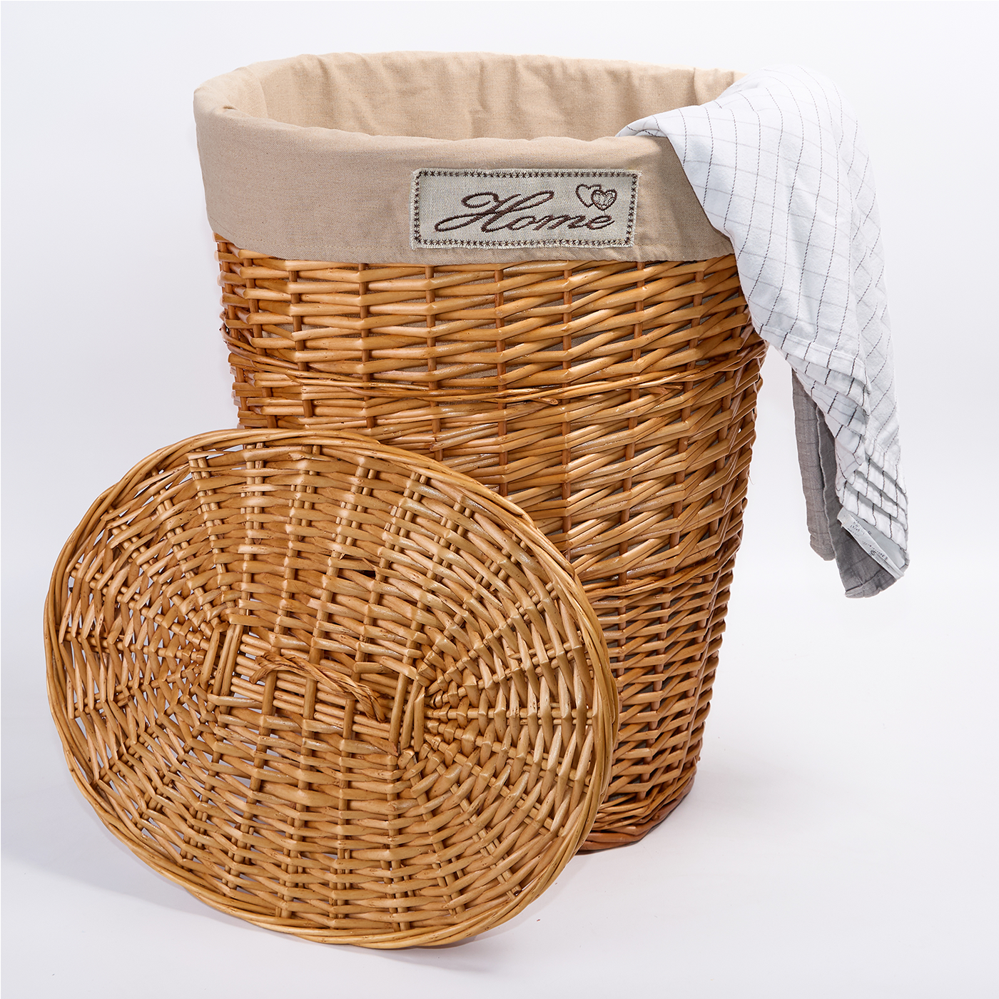 Light Steamed Oval Wicker Laundry Basket with Lining