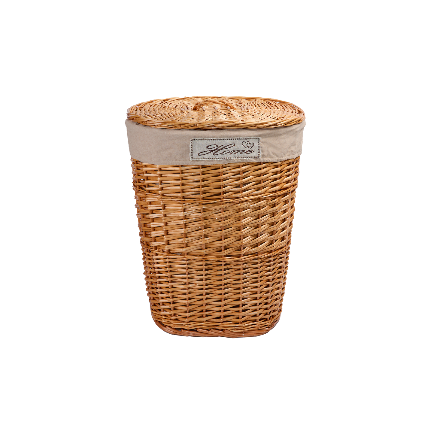 Light Steamed Oval Wicker Laundry Basket with Lining