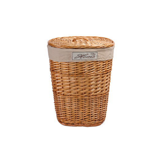 Light Steamed Oval Wicker Laundry Basket with Lining