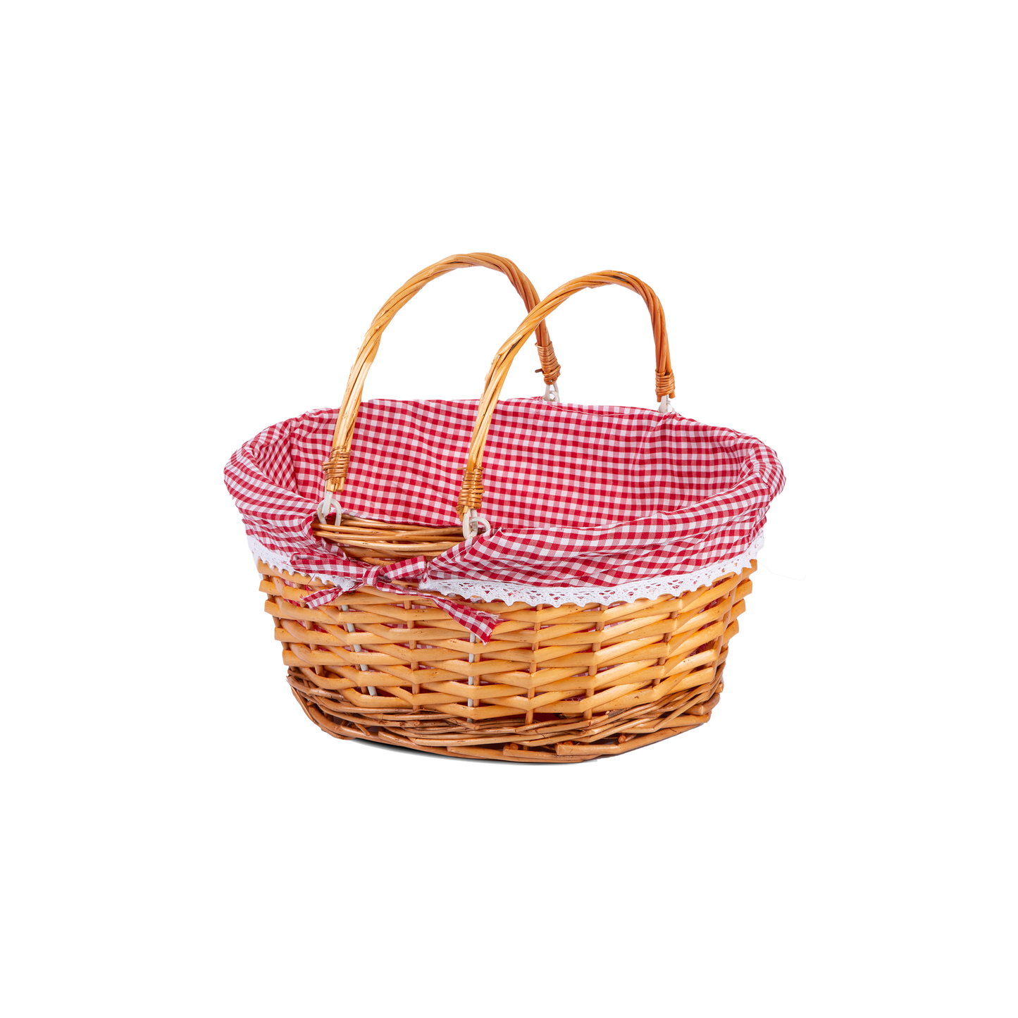 Light Steamed Swing Handled Wicker Shopper Basket with Lining - 2 Sizes