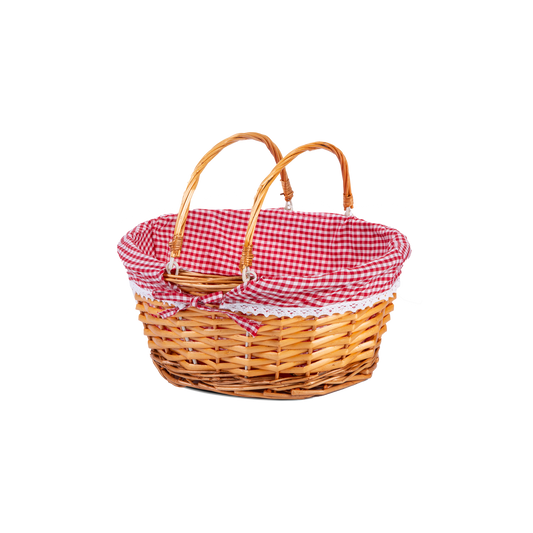 Light Steamed Swing Handled Wicker Shopper Basket with Lining - 2 Sizes
