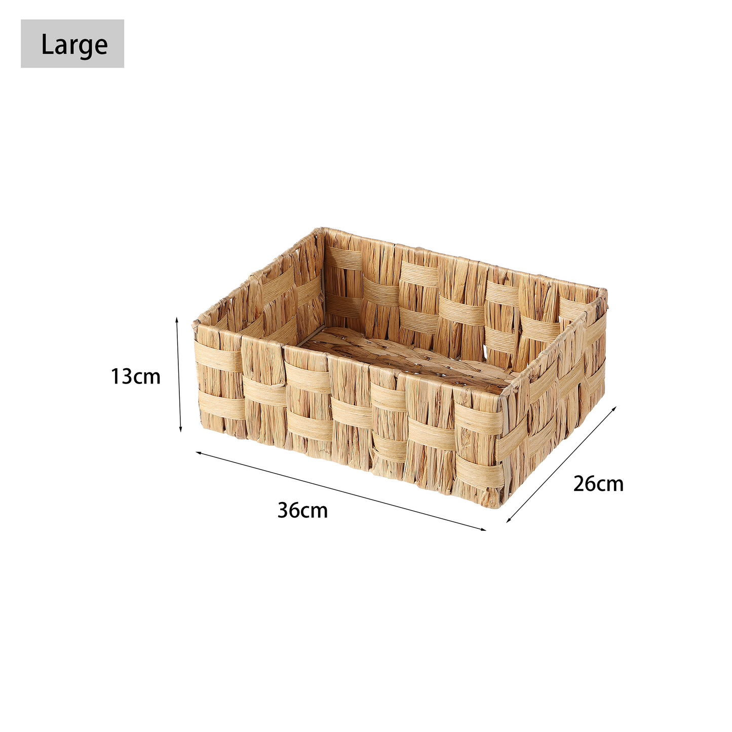Water Hyacinth Basket with Checkered Weave - 3 Sizes