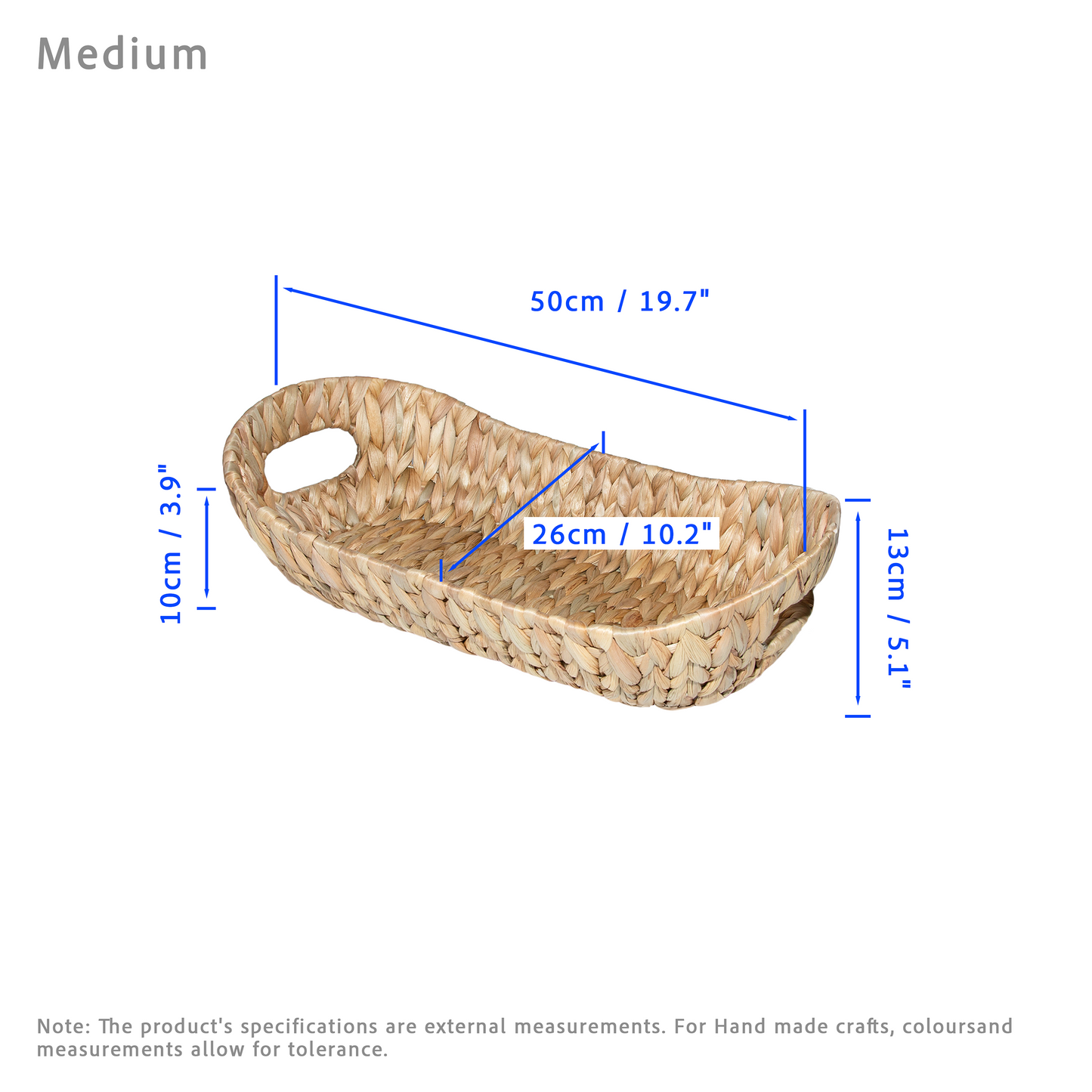 Water Hyacinth Narrow Oval Basket Tray - 3 Sizes