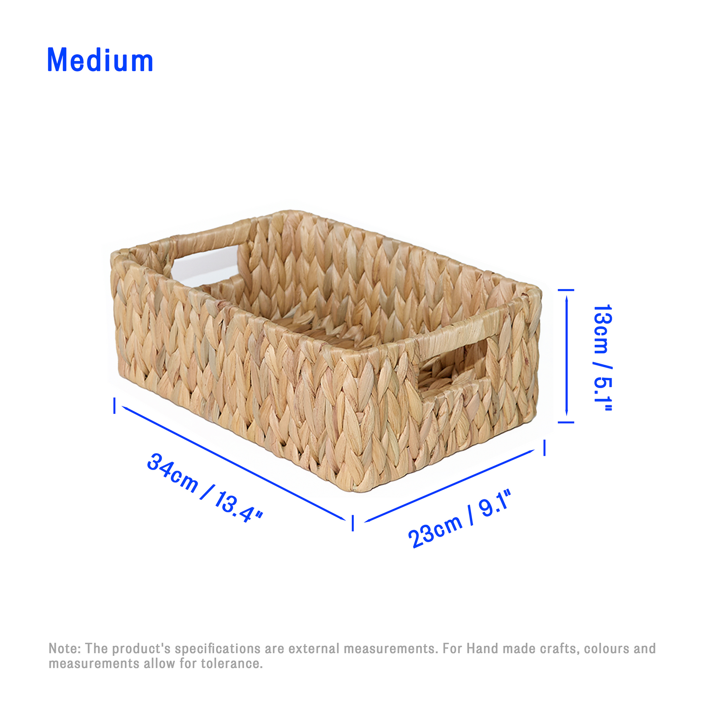 Water Hyacinth Rectangular Storage Basket - Short Version - 3 Sizes