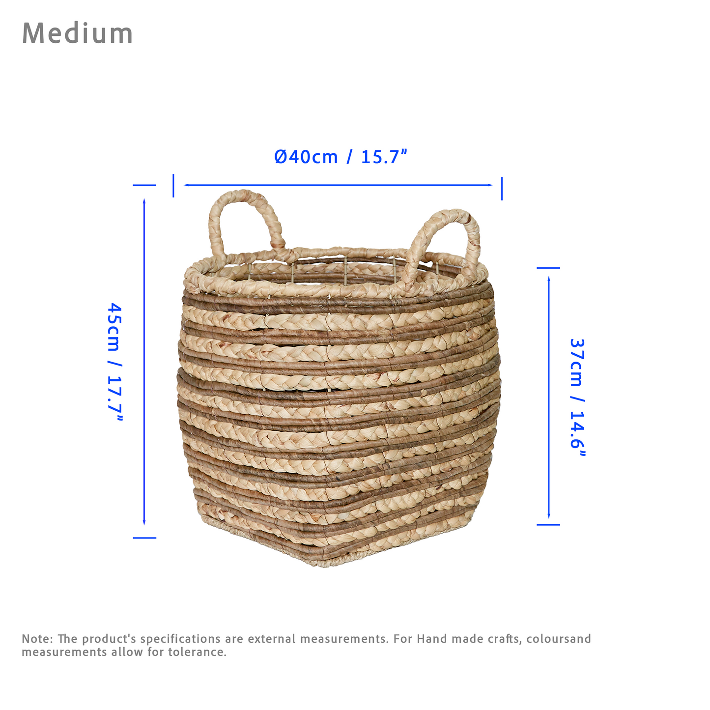 Water Hyacinth Two-Tone Blanket Basket with Handle - 3 Sizes
