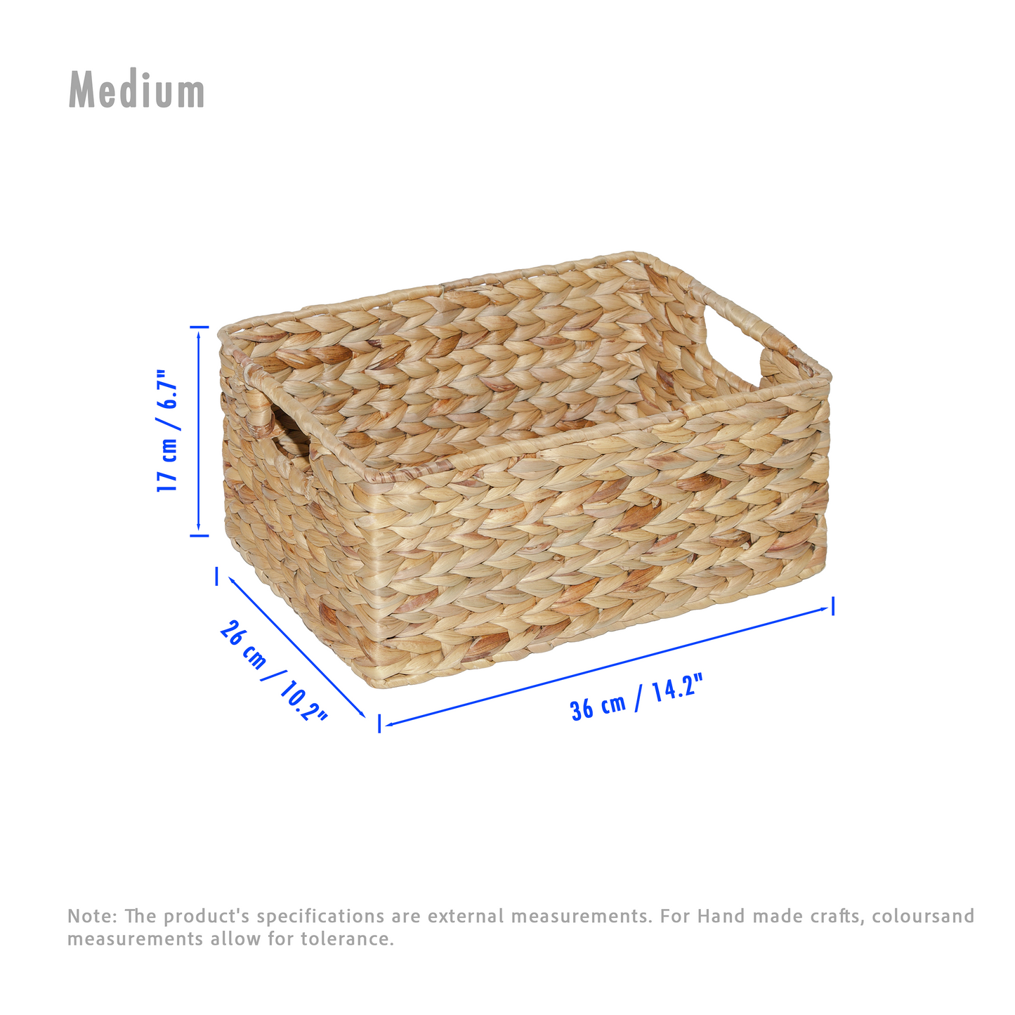 Water Hyacinth Rectangular Storage Basket - 3 Sizes