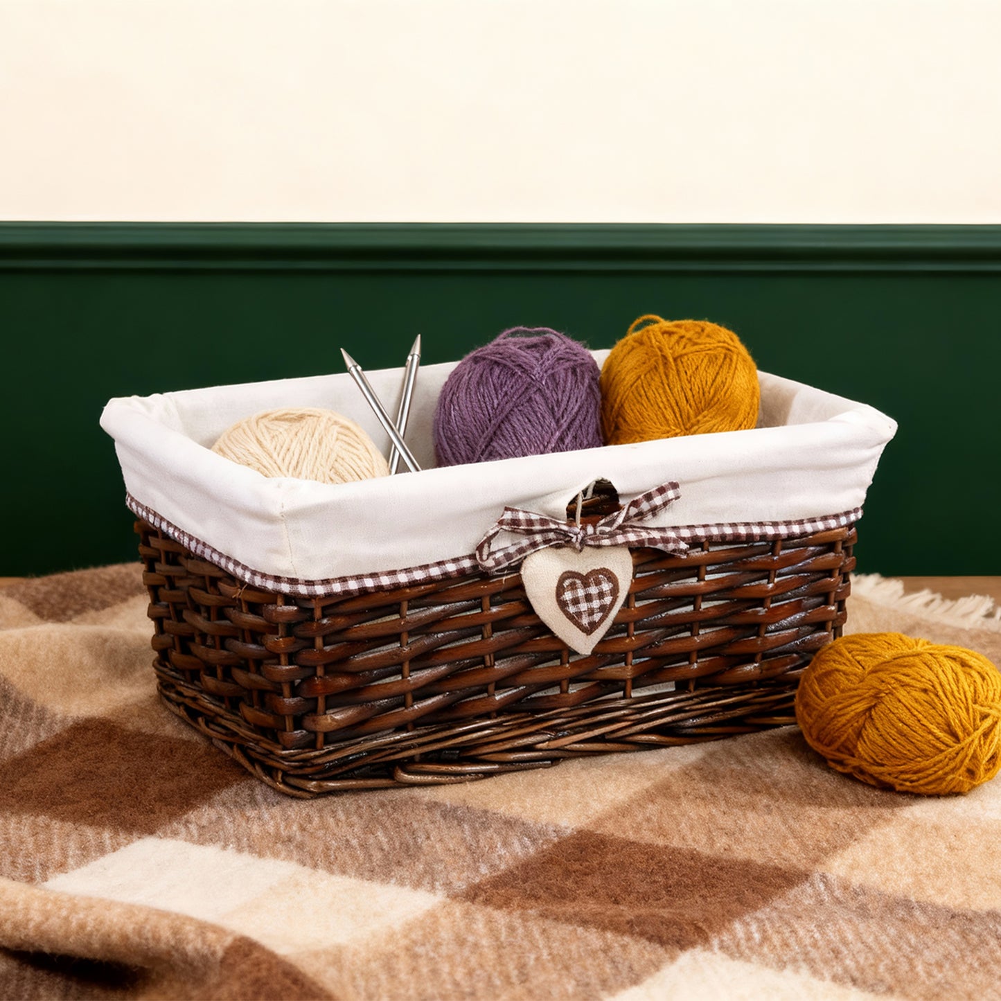 Brown Wicker Storage Basket with Lining - 3 Sizes