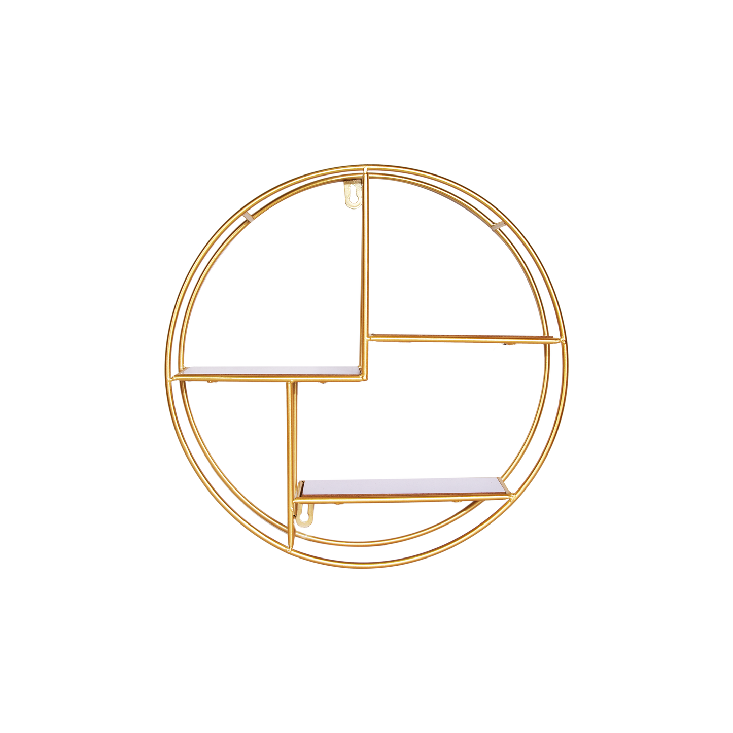 Round Metal Mounted Decorative Wall Shelves - Gold / Black