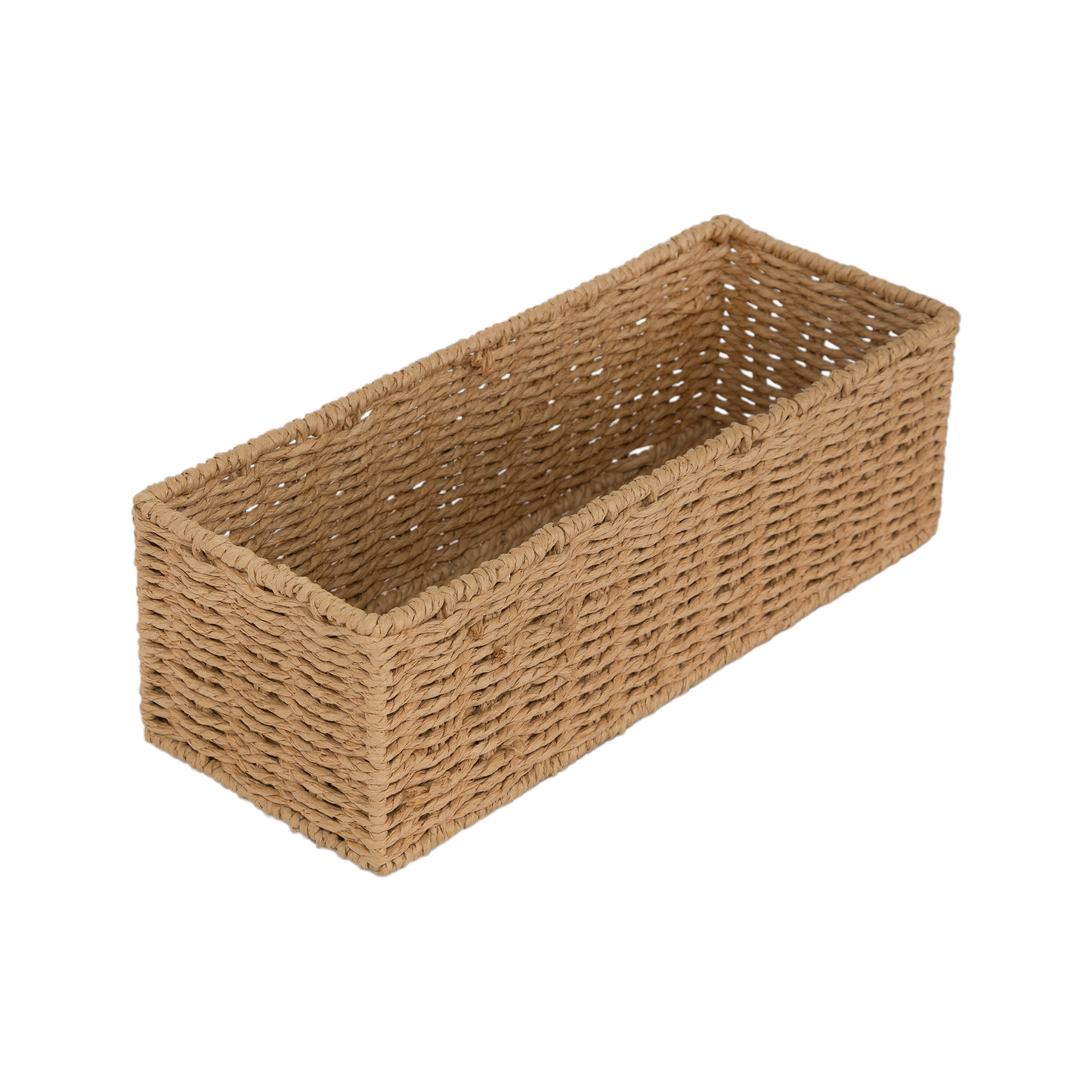 Narrow Beige Paper Rope Storage Basket