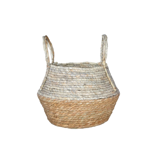 Two-Tone Cattail Planter Basket with Handle - 2 Sizes