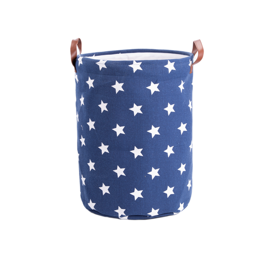 Navy Round Star Pattern Laundry Bag with Lining