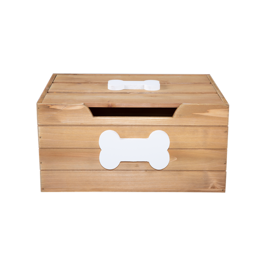 Oak Effect Dog Toy Storage Box with Lid
