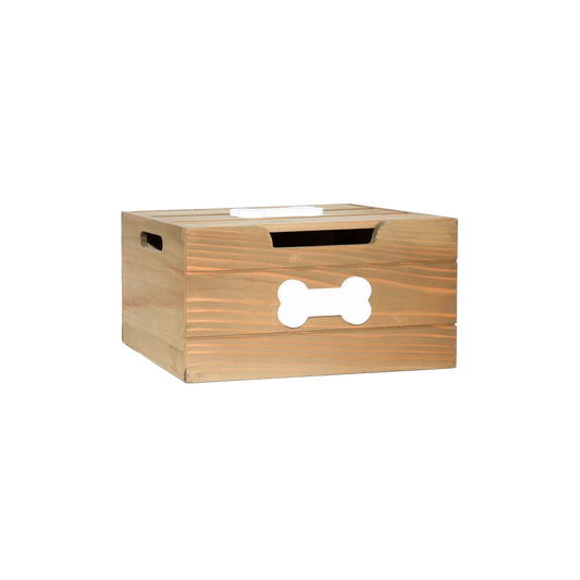 Oak Effect Dog Toy Storage Box with Lid - 2 Sizes