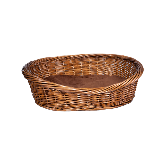 Double Steamed Oval Wicker Dog Bed with Cushion