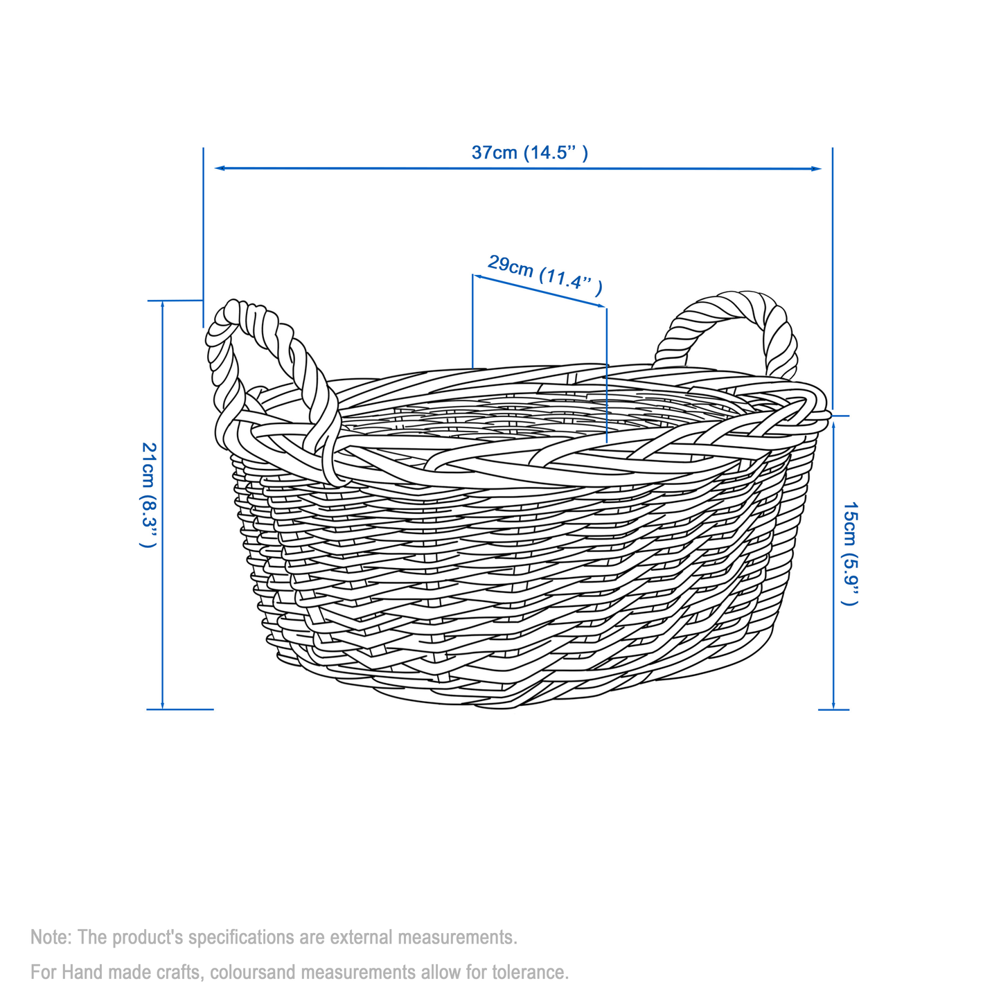 Grey Oval Wicker Basket Gift Hamper Kit