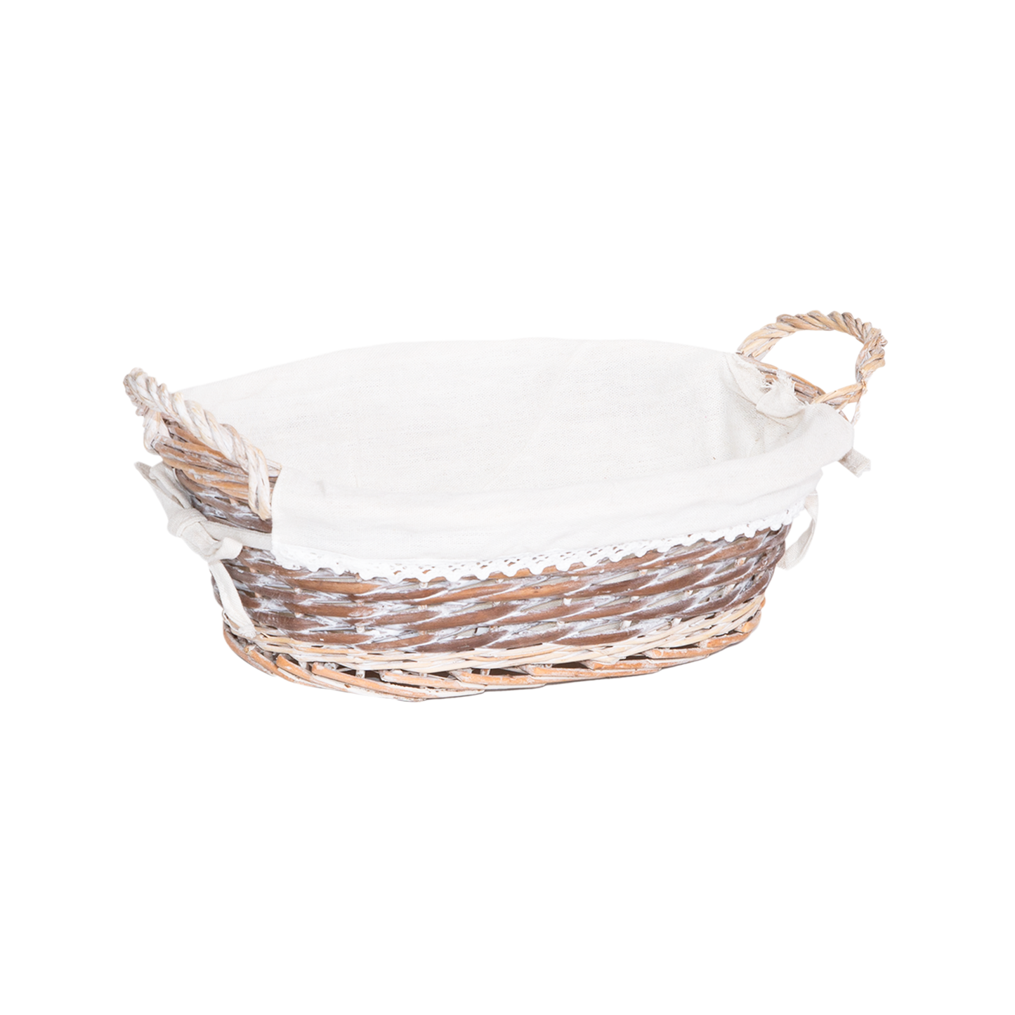 Antique Wash Wicker Basket with Lining