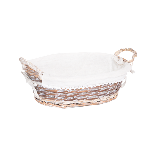 Antique Wash Wicker Basket with Lining