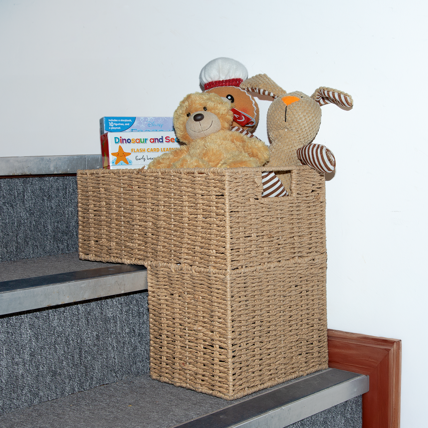 Paper Rope Stair Storage Basket with Handle