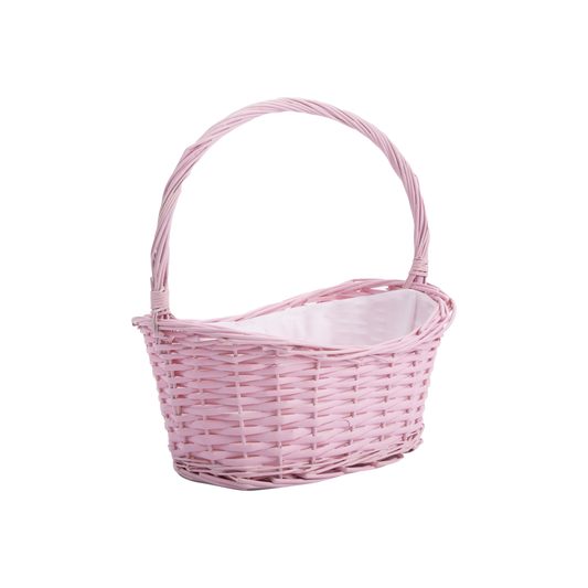 Pink Wicker Flower Girl Shopper Basket