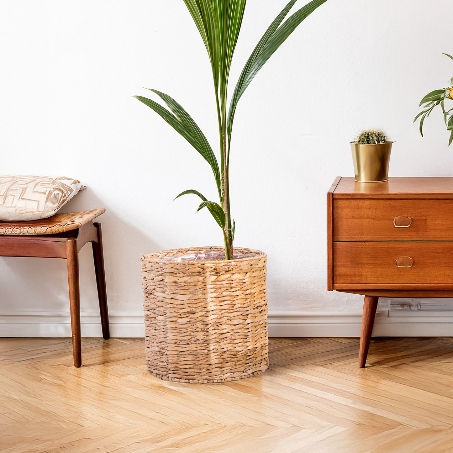 Polygonal Water Hyacinth Planter with Plastic Lining - 2 Sizes