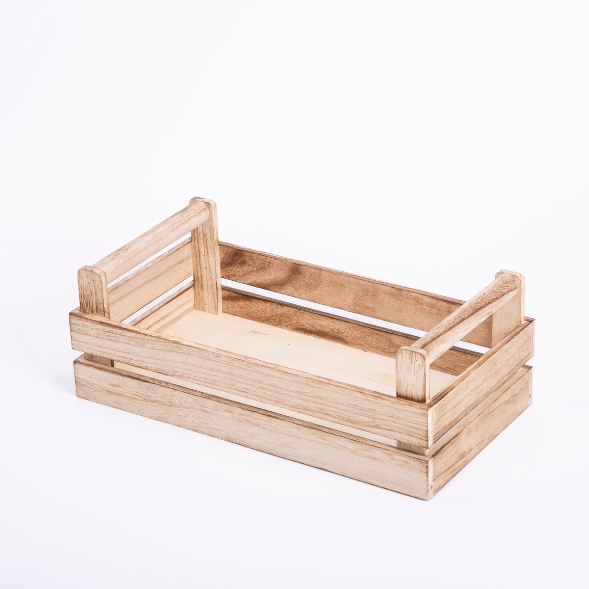 Natural Wooden Crate Display Trough with High Handles
