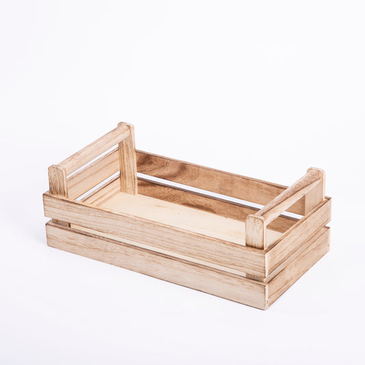 Natural Wooden Crate Display Trough with High Handles