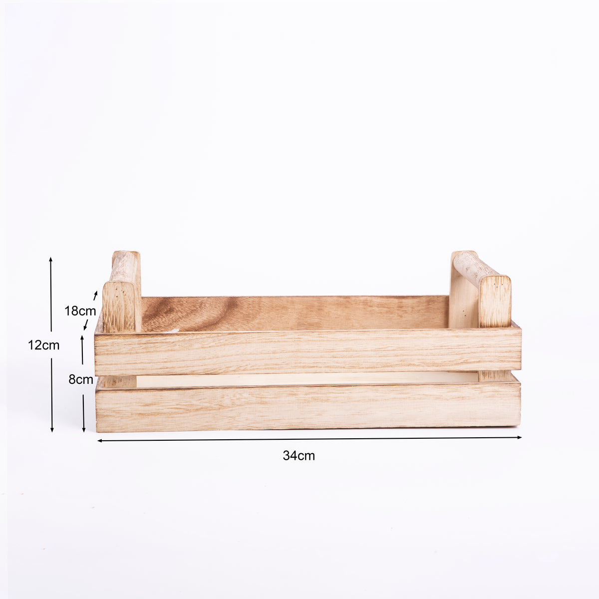 Natural Wooden Crate Display Trough with High Handles