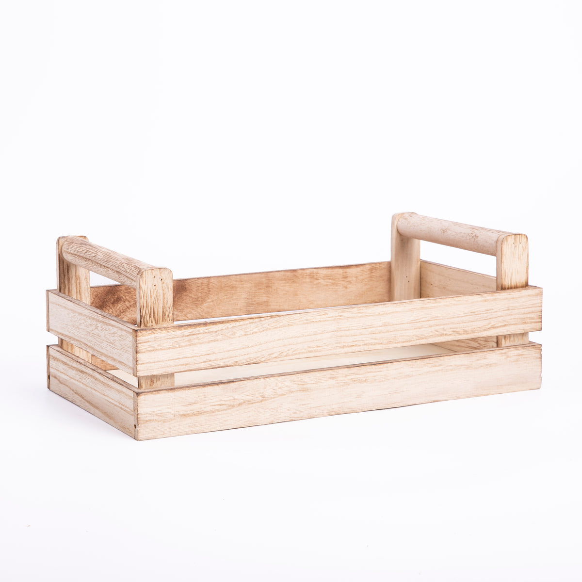 Natural Wooden Crate Display Trough with High Handles