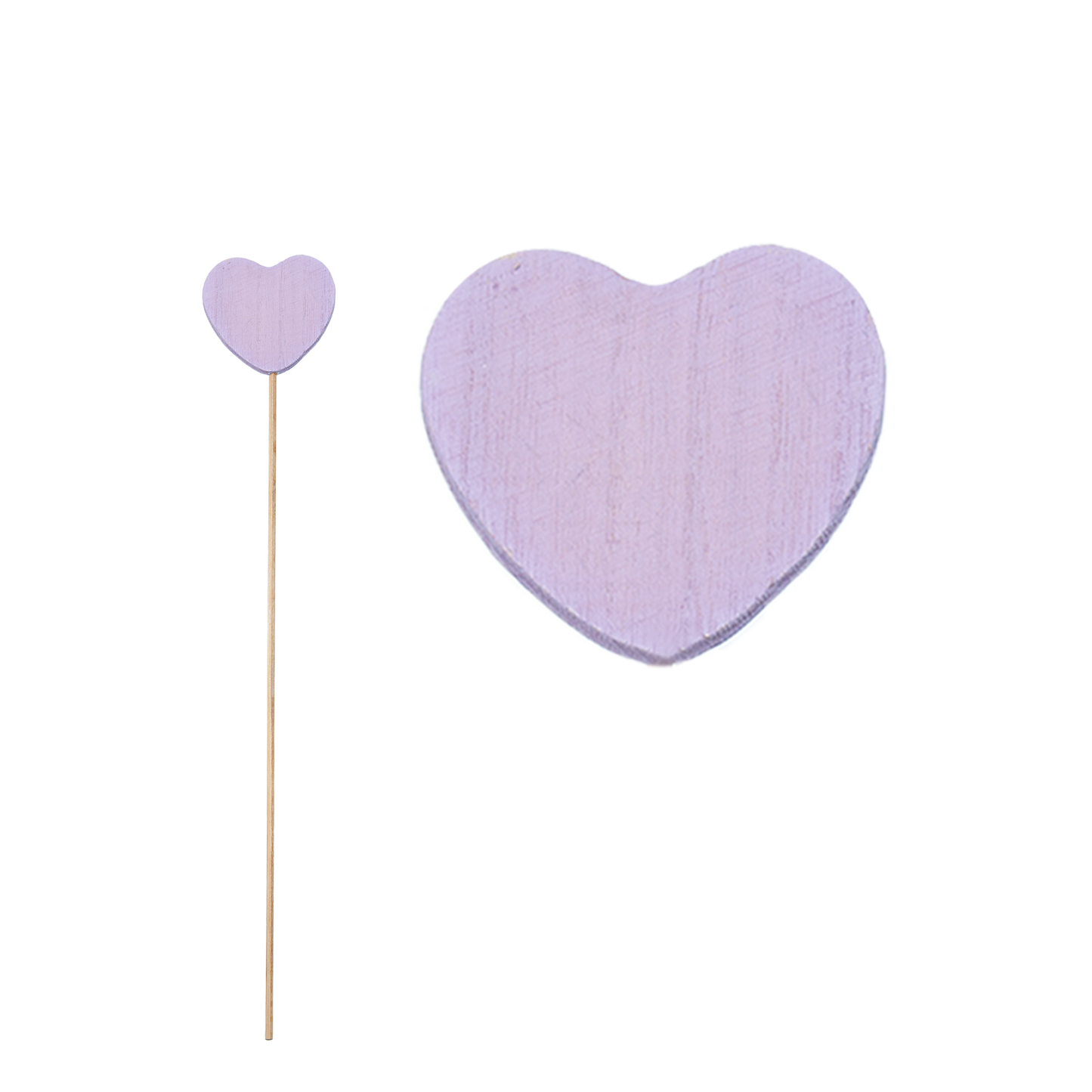 Set 10 Wooden Heart Stick Decorations - Blue / Pink / Purple / Red